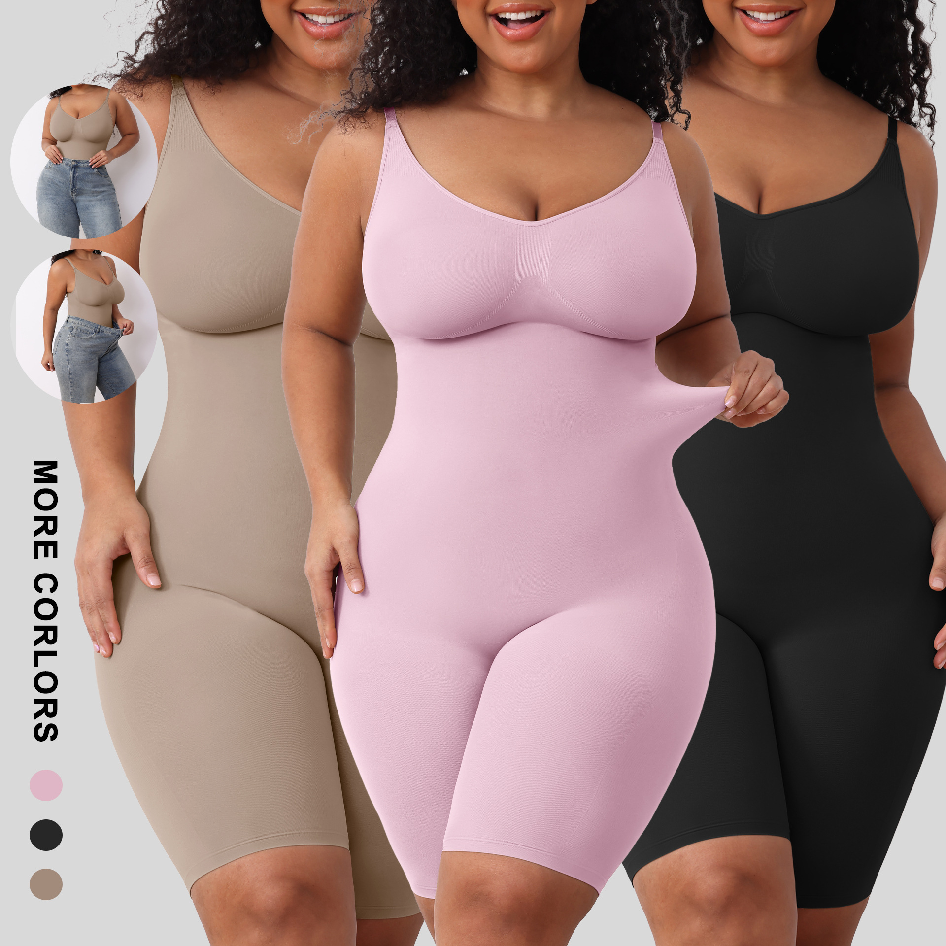 Womens Seamless Shapewear Bodysuit Romper - Full Body Shaper Jumpsuit
